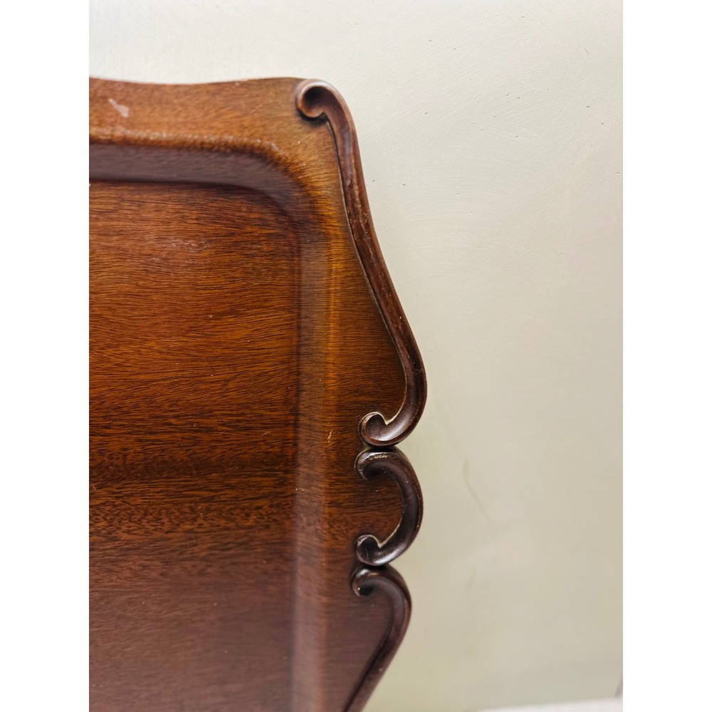 Vintage SE Overton Genuine Mahogany Bentwood Serving Tray Scalloped Edge 441 - Picture 3 of 9